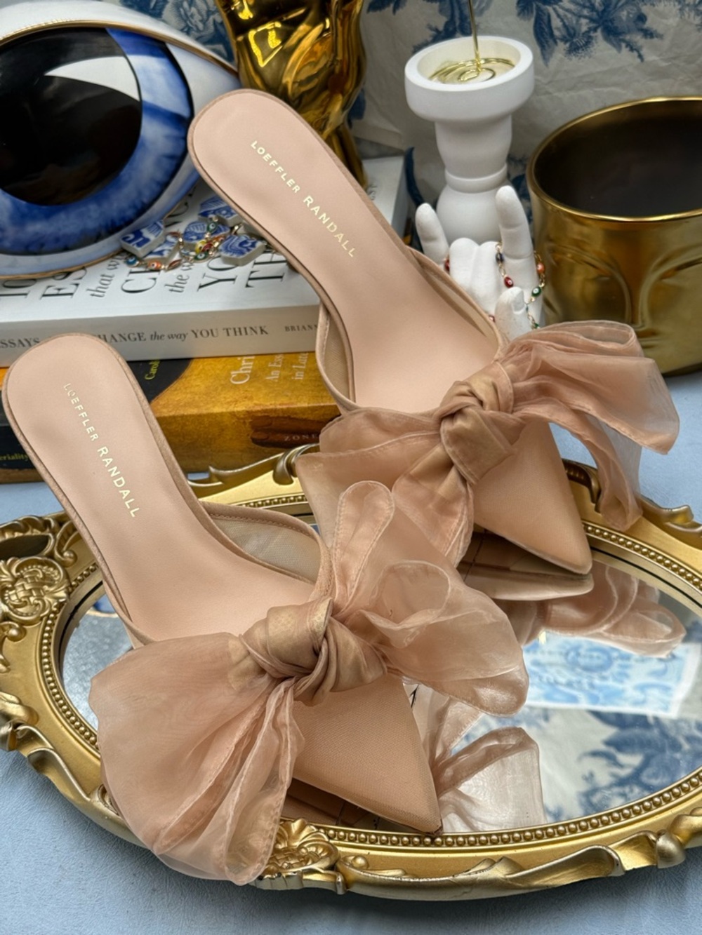 🆕 LOEFFLER RANDALL 🧿 NWOB Margot Bow Mule, Nude Organza Mesh - Sz 7 - Picture 7 of 15